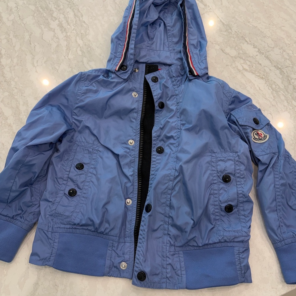 Moncler Kids Light Blue Hooded Raincoat